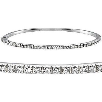 14K White Gold Round Cut Diamond Bangle Bracelet 5 Carats Jewelry Bangle