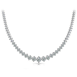 14K White Gold Round Diamond Tennis Necklace Women Jewelry 11 Carats
