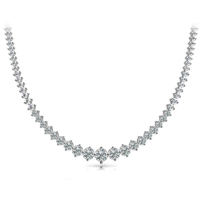 14K White Gold Round Diamond Tennis Necklace Women Jewelry 11 Carats Necklace