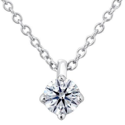 14K White Gold Round Prong Set Solitaire Diamond Pendant Jewelry Pendant