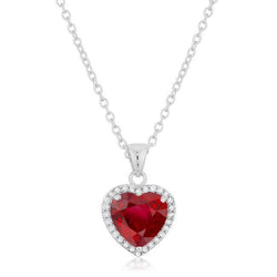 14K White Gold Ruby And Diamonds 5.40 Ct Pendant Necklace