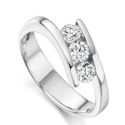 Three Stone Diamond Wedding Ring Jewelry 2.25 Ct. 14K White Gold