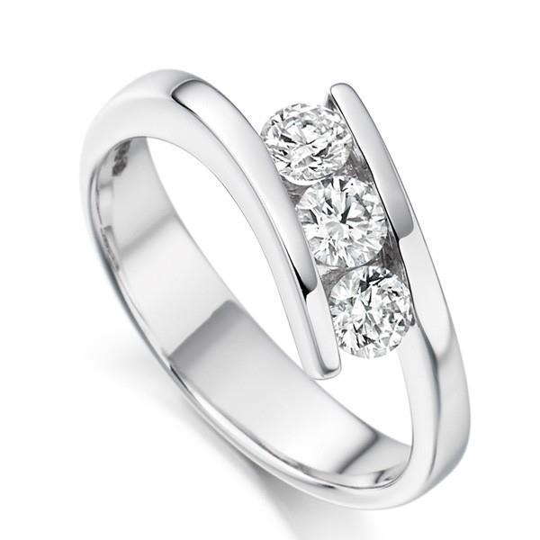 14K White Gold Three Stone Diamond Wedding Ring  Jewelry 2.25 Ct. Three Stone Ring