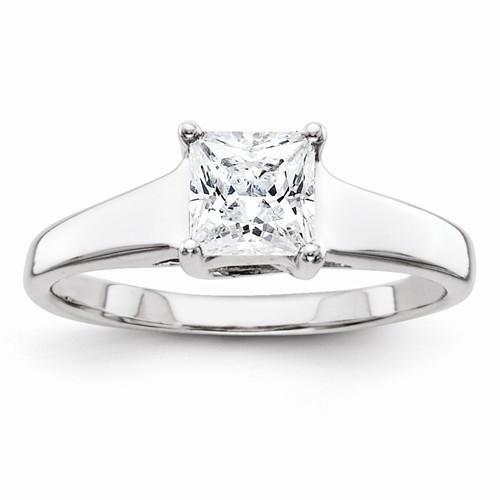 White Gold Vs Princess Cut Diamond Size 7 Solitaire Ring