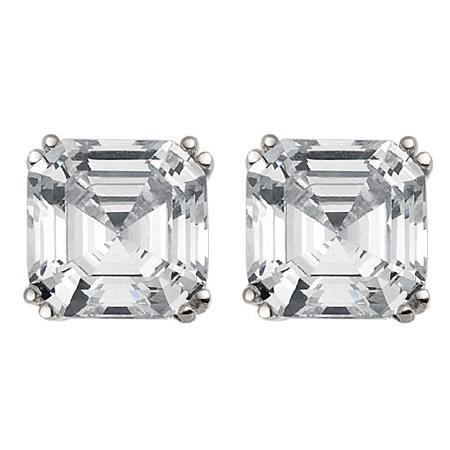 14K White Gold Women Asscher Cut 4 Carats Diamond Stud Earrings Fine Jewelry Stud Earrings