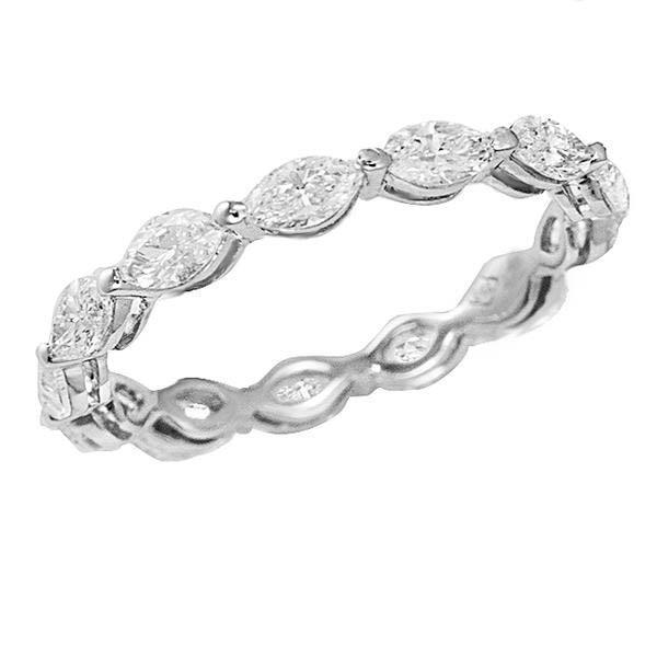 14K White Gold Women Marquise Cut Eternity Diamond Band 6.50 Carats Eternity Band