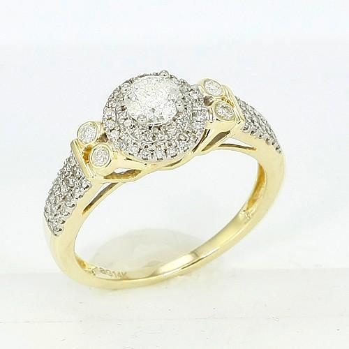 Yellow Style  Amazing Anniversary  Solitaire Ring with Accents White Gold Diamond