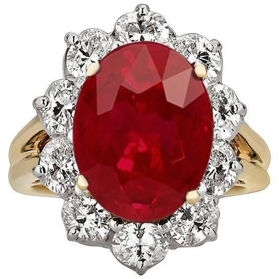  New Amazing Style Yellow Gold 3.50 Ct Brilliant Cut Ruby With Diamonds  New Gemstone Ring