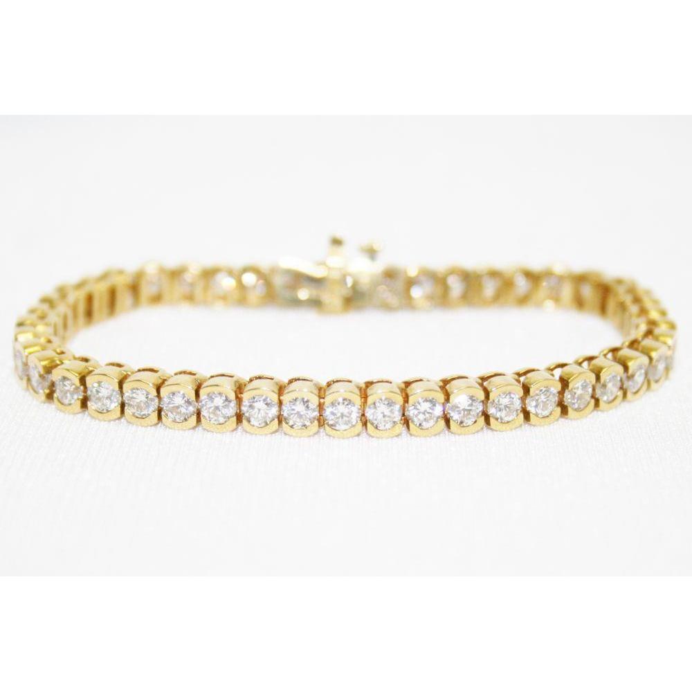 14K Yellow Gold Ladies Round Cut Diamond 7 Carats Tennis Bracelet Jewelry New Tennis Bracelet