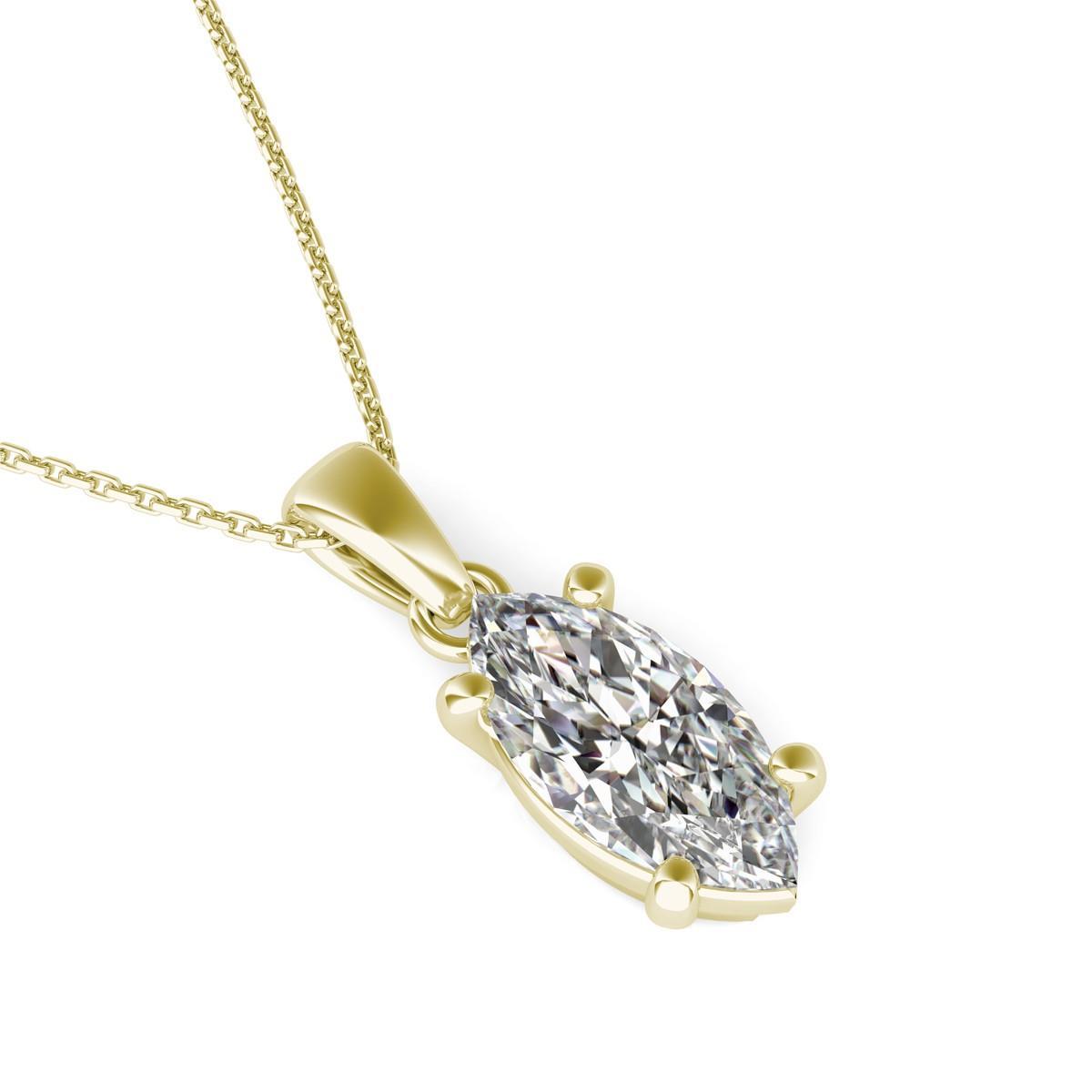 14K Yellow Gold Prong Set 2.50 Carat Diamond Pendant Necklace New Pendant