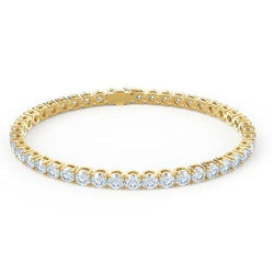 Genuine  14K Yellow Gold Round Cut 9 Carats Diamonds Tennis Bracelet New