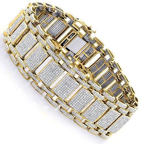 14K Yellow Gold Round Cut Men Bracelet 25 Carats Diamond Jewelry Mens Bracelet