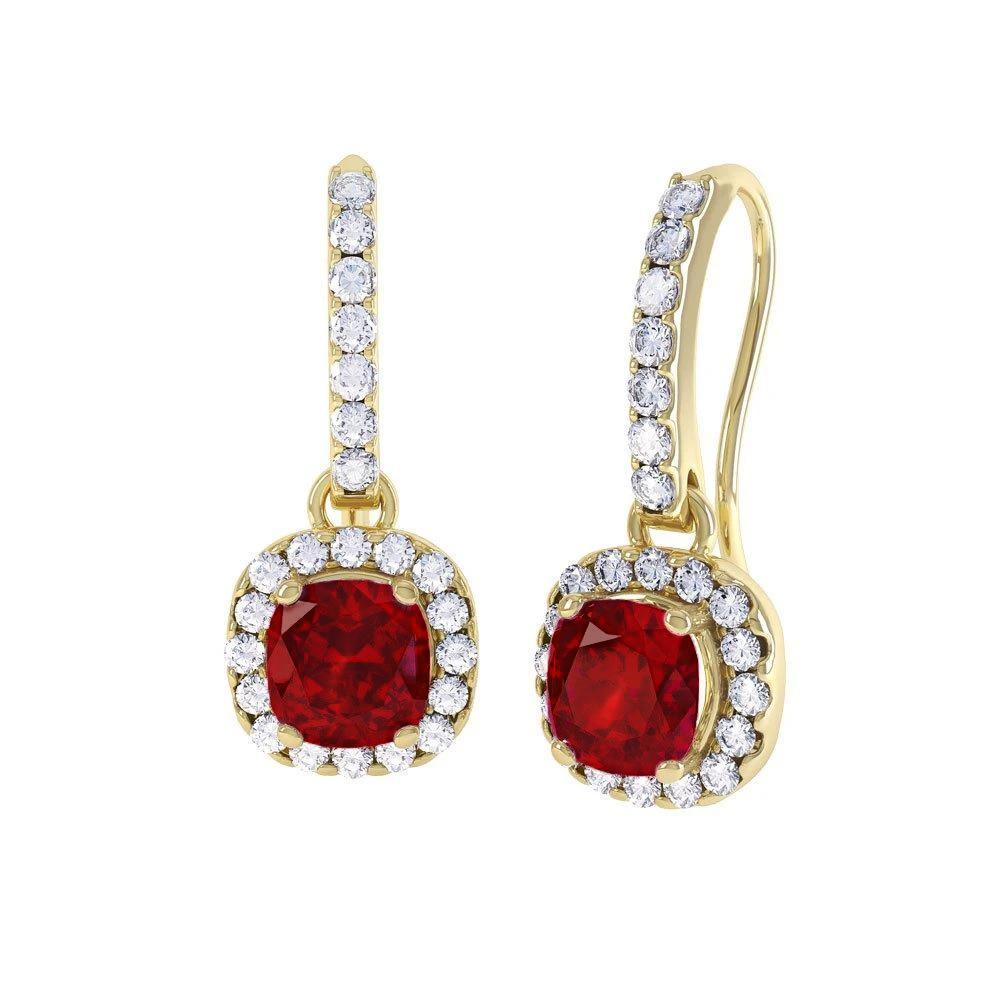  Prong Set    Lady’s great style  Ruby And Diamonds Dangle  