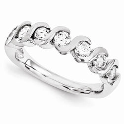 Wedding Band With Round Diamonds Wave Style 1.05 Carats White Gold