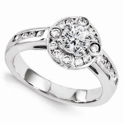Natural  Round Diamond Engagement Ring Center With Accent 1.30 Carat WG 14K