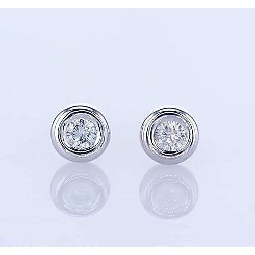 Fancy Bezel Set Diamond Stud Earring 