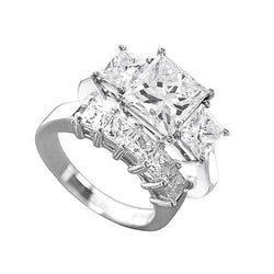 Real  1.5 Carat Princess Cut 5 Stone Diamond Engagement Band 18K White Gold