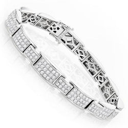 Real  15 Carats Diamond Tennis Bracelet Mens Womens Gold Jewelry New