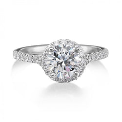 1.36 Carats Halo Natural Earth Mined Diamond Engagement Ring