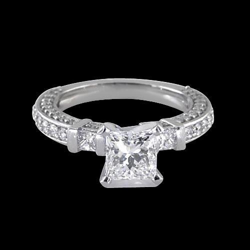 1.5 Carats Princess Diamonds Engagement Ring Gold Jewelry Three Stone Three Stone Ring