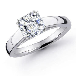 1.50 Carats Prong Set Asscher Cut Lab Grown Diamond Wedding Ring
