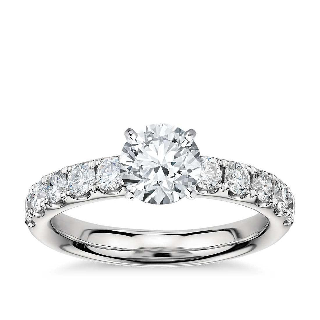  Brilliant Sparkling Solitaire Ring with Accents White Gold Diamond 