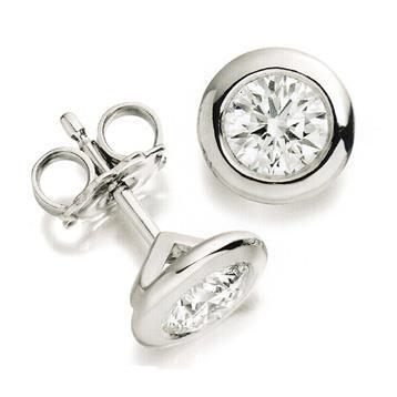 New Style Bezel Set Round Cut Diamond Studs Earring 