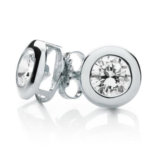 New Amazing Bezel Set Round Diamond Stud Earring