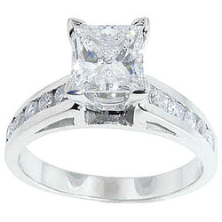 1.50 Ct. Diamond Ring Solid White Gold 18K Solitaire With Accents