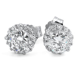 1.5 Ct. Diamond Lady Studs Halo Earring White Gold Jewelry