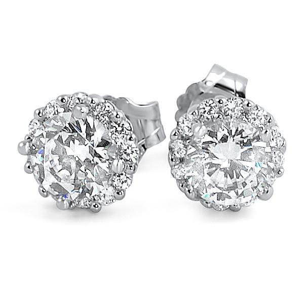 1.5 Ct. Diamond Lady Studs Halo Earring White Gold Jewelry Halo Stud Earrings