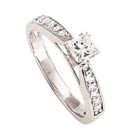  Gorgeous fancy ringh White Gold Sloitaire ring with Accents 