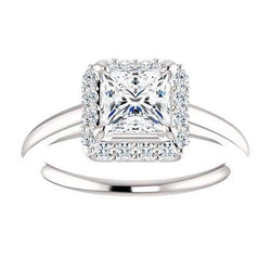 Natural  2.25 Carats Halo Princess Round Diamond Anniversary Ring