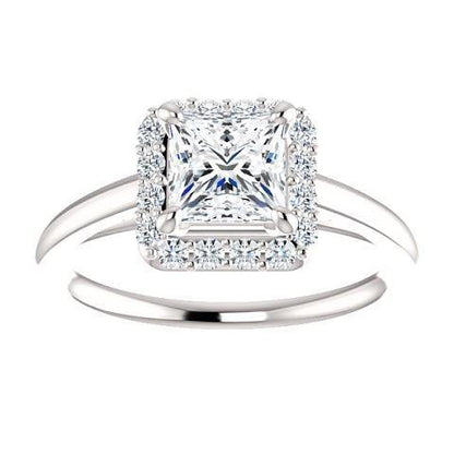 1.5 Ct Halo Princess Round Diamond Wedding Men Women Ring Band Halo Ring