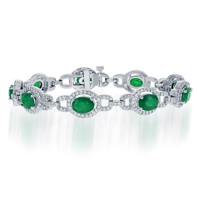 15 Ct Oval Cut Green Emerald With Diamond Bracelet Gemstone Bracelet