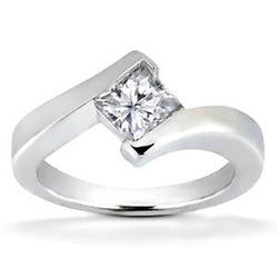 1.50 Ct Princess Cut Bezel Set Natural Earth Mined Diamond Engagement Ring