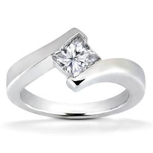 Princess Fancy Lady’s  Style White Elegant Gold Diamond Solitaire Ring