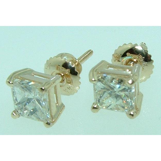  Princess CutLady’s Brilliant Engagement White Gold Diamond Stud Earrings