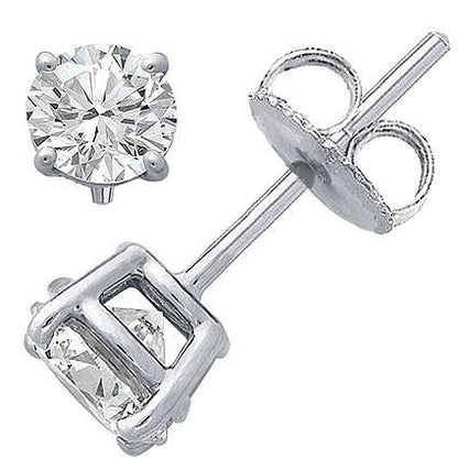 Prong Set Round Diamond Stud Earring  White Gold Stud Earrings