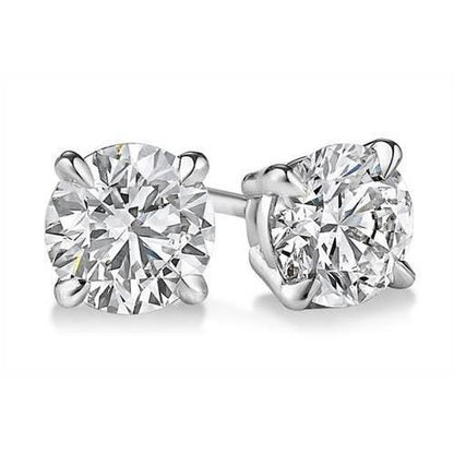 1.5 Ct. Prong Set Round Diamond Stud Earring Solid White Gold 14K Stud Earrings