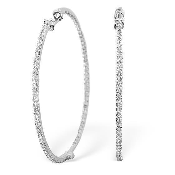  Round Brilliant Diamond Hoop Earring  White Gold Hoop Earrings