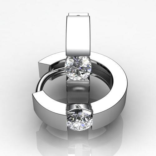 Fancy Round Cut Diamond Solitaire Diamond Hoop Earring White Gold Hoop Earrings
