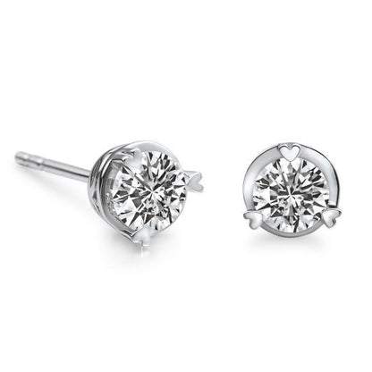  Round Diamond Fine Lady’s Brilliant Engagement White Gold Diamond Stud Earrings