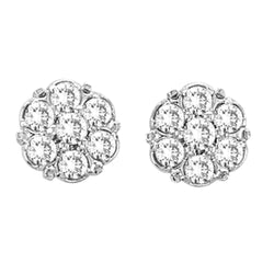 1.5 Ct Round Flower Diamond Cluster Stud Earring