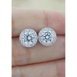 1.35 Ct Round Halo Diamond Stud Earring Lady Jewelry