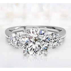 1.50 Ct Round Prong Set Three Stone Natural Earth Mined Diamond Wedding Ring