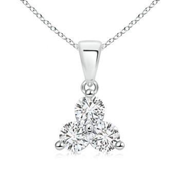 1.5 Ct Round Three Stone Diamond Necklace Pendant 14K White Gold Pendant