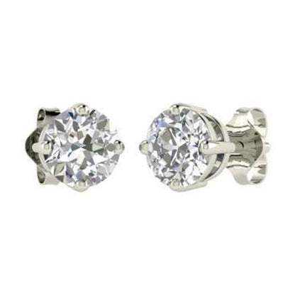 1.5 Ct Solitaire Round Brilliant Diamond Stud Earring 14K White Gold Stud Earrings