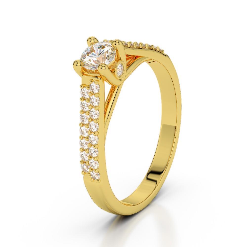 Yellow Gold Diamond Engagement Ring  Solitaire Ring with Accents