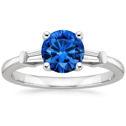 New High Quality  Sri Lanka Sapphire And Baguette Diamond  Ring Gemstone Ring